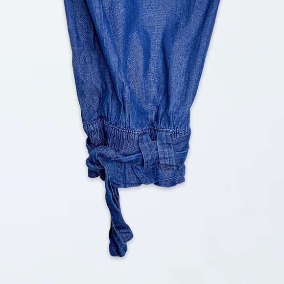 Vintage 90s TAXI 2X High Waisted Paper Bag Blue Chambray Jeans Loose Fit - Picture 4 of 6